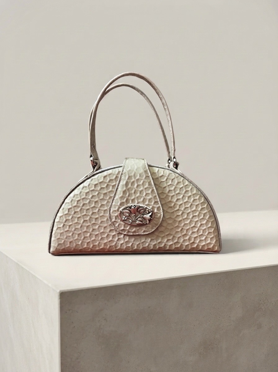 white leather handbag